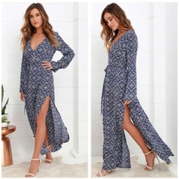 Lulu's Mandala Daydream Blue/White Maxi Dress - Picture 3 of 9